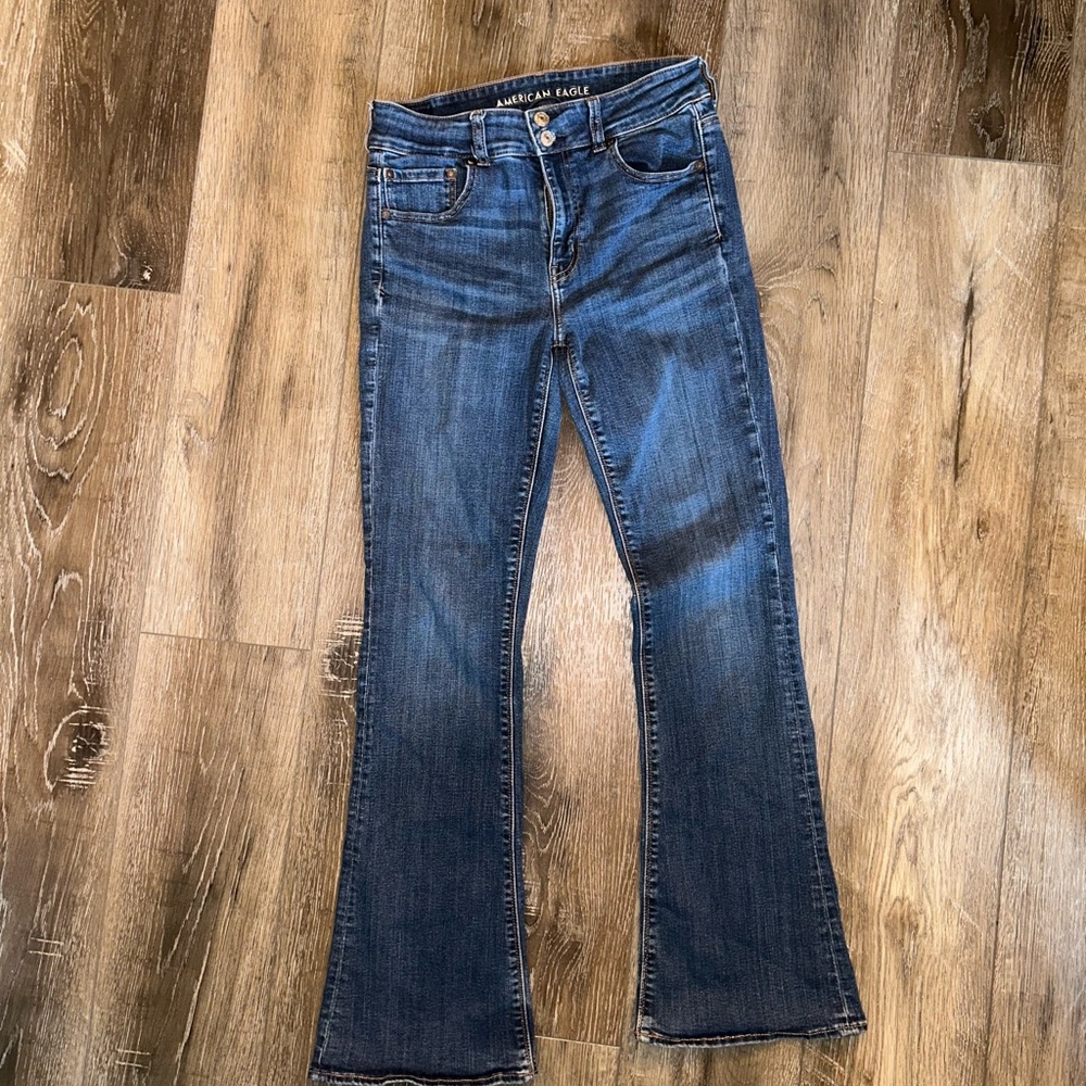 American Eagle Outfitters Women's Dark Blue Flare Jeans